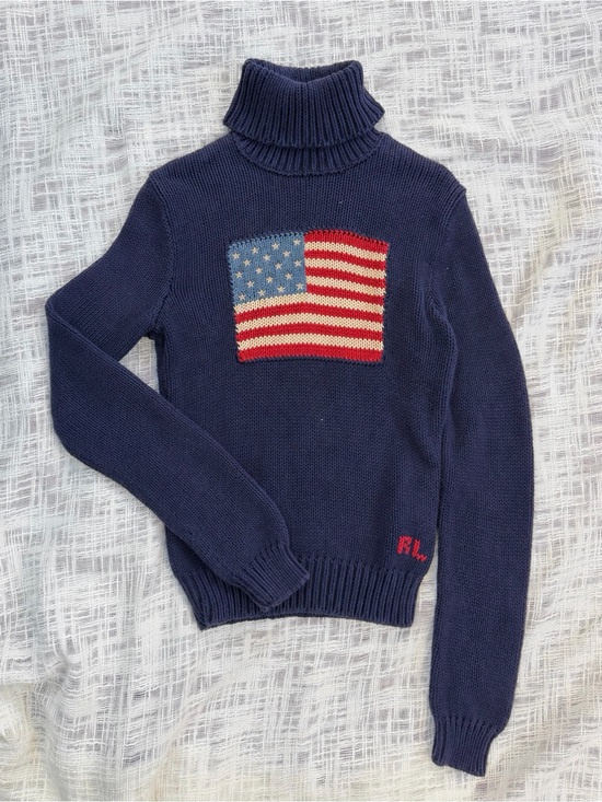 Ralph Lauren Sweaters - Vintage Ralph Lauren Polo American Flag Turtleneck Sweater